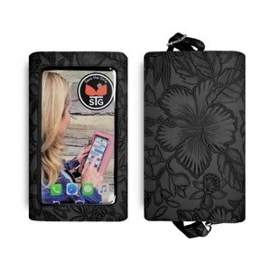 Save The Girls Black Floral Embossed Crossbody Phone Wallet Touchscreen Purse